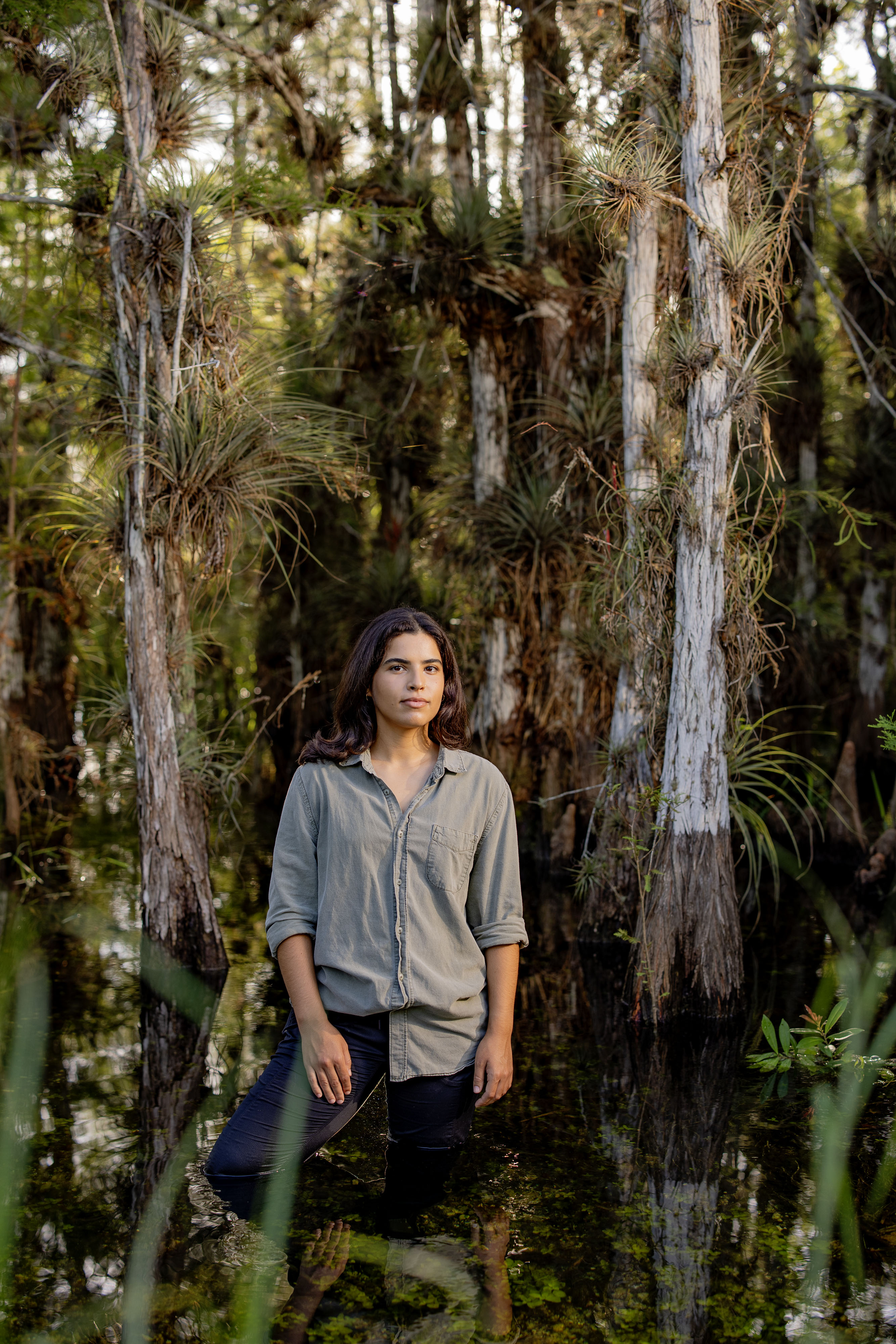 Gabriela Tejada in Everglades National Park, Florida, August 2023. Gabriela researched fire as an aid in Everglades water restoration.